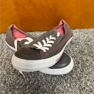 Charcoal and Pink Canvas Sneakers